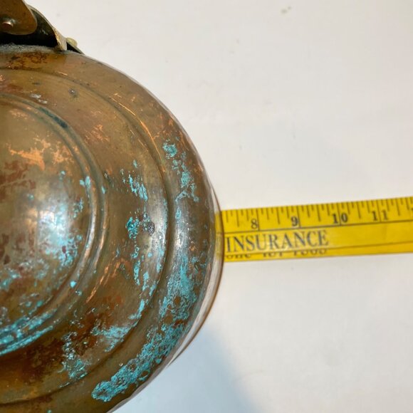 Antique Hand-Hammered Copper & Brass Kettle With Wooden Handle - Picture 9 of 11